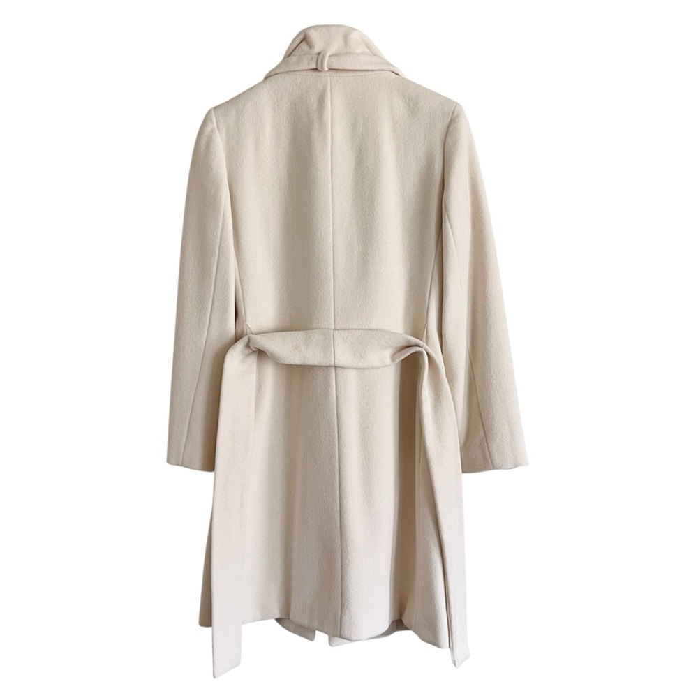 CALVIN KLEIN Wool Blend Trench Coat Buckle Waits and neck Cream Sz 2 - Picture 12 of 16